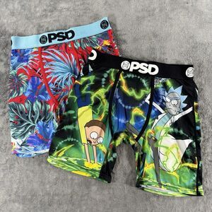 PSD Men’s Medium Boxer Brief Lot Of 2 Rick And Morty Tropical Palm Tree 7”